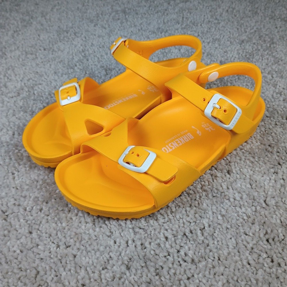 Birkenstock Rio EVA Scuba Yellow Sandals Women 34 Waterproof Ankle Strap 1003538